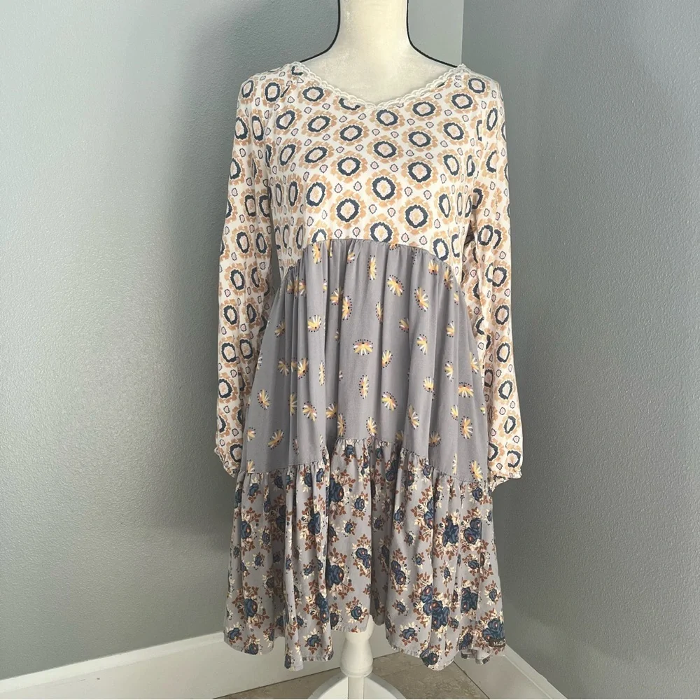 Matilda Jane Cream and Gray Lace Trim Dress - Picture 2 of 12